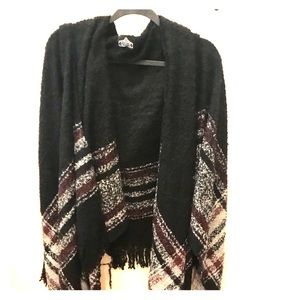 Snuggly Ruana/Cape/Wrap with subtle red details.